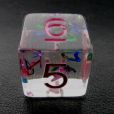 TDSO Confetti Alphabet Clear & Pink D6 Dice