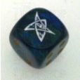 Chessex Gemini Blue & Green ELDER SIGN Logo D6 Spot Dice