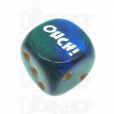 Chessex Gemini Blue & Green OUCH! Logo D6 Spot Dice