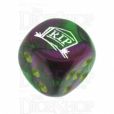 Chessex Gemini Green & Purple RIP Logo D6 Spot Dice